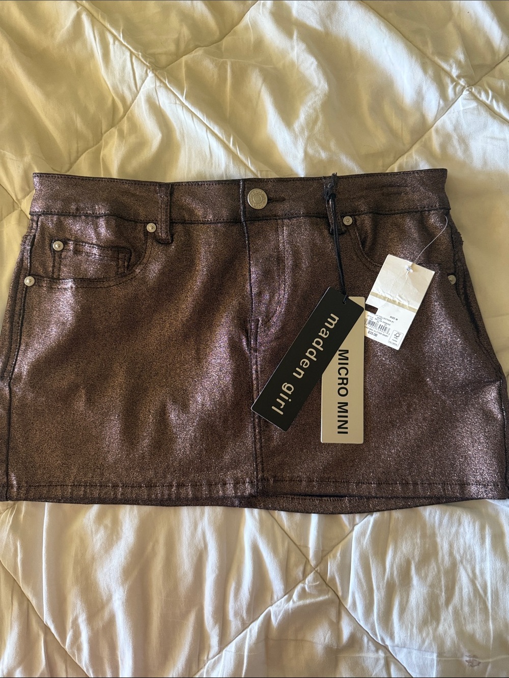 Madden Girl Metallic Bronze Micro Mini Skirt